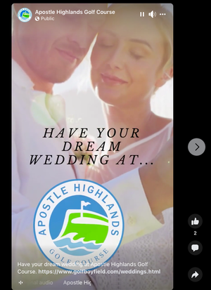 facebook reel from apostle highlands gold course advertising wedding 